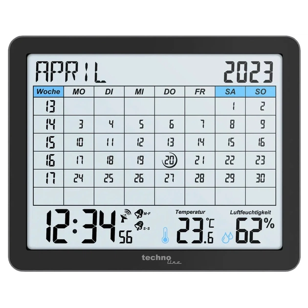 Настільний годинник Technoline календар WT2600 Black (DAS302467) - зображення 1