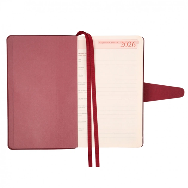 Тижневик Leo planner датований 2026 "Alpha", м‘який, бордовий, 352 сторінки (252630) - picture 6
