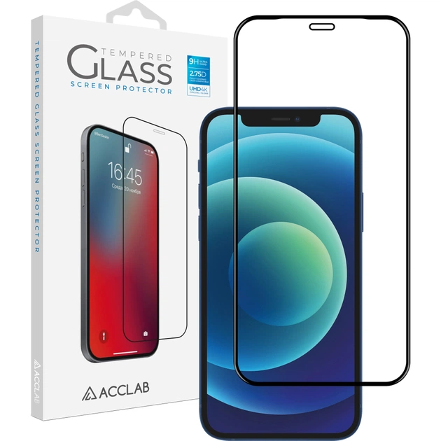Стекло защитное ACCLAB Full Glue Apple iPhone 12 (1283126508219) - изображение 1
