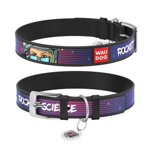 Нашийник для тварин WAUDOG Design "Космос. Ракетобудування" Ш 15 мм Д 26-35 см чорний (0015-0124-01) зображення 1