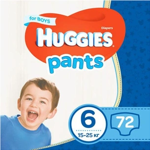 Підгузки Huggies Pants 6 (15-25 кг) для хлопчиків 72 шт (5029054216477) зображення 1