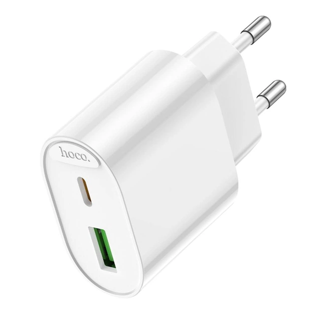 Сетевое зарядное устройство Hoco C109A 1USB-C/1USB PD/QC 20W White (6942007656719) - изображение 1