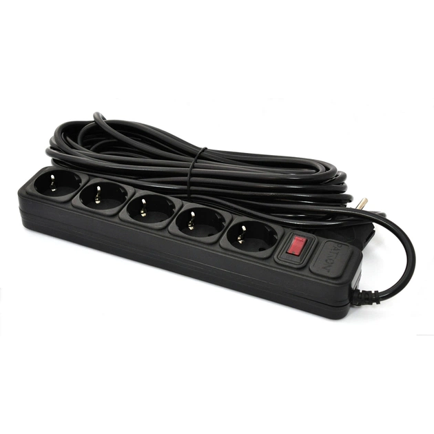 Мережевий фільтр живлення Patron 10 m3*1mm2 (SP-10510) 5 розеток BLACK (EXT-PN-SP-10510) - зображення 1
