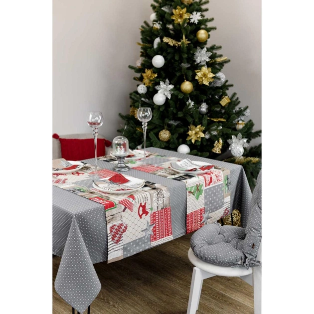 Скатерть Прованс Merry Christmas серая 180x132 см (4823093451568) - изображение 1