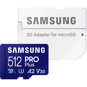 Карта пам'яті Samsung 512 GB microSDXC Pro Plus UHS-I U3 V30 A2 Class 10 + SD-adap (MB-MD512SA/EU) зображення 1