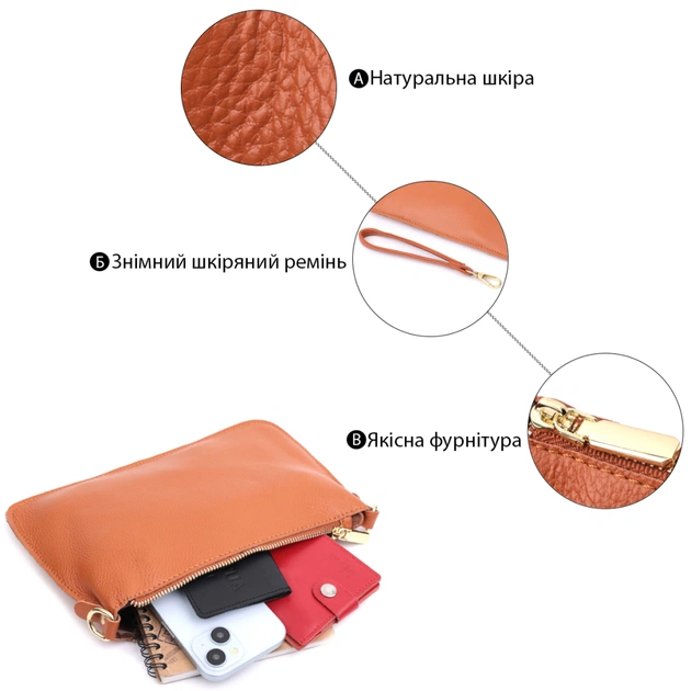 Сумка Vintage З натуральної шкіри Руда (22645) - зображення 4