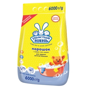 Пральний порошок Ушастый нянь для дитячої білизни 6 кг (4820026412887) зображення 1