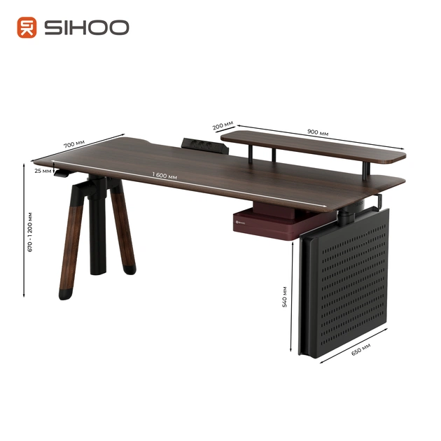Комп`ютерний стіл Sihoo D07 Walnut/Black (D07B-101/D07J-101-AB) - зображення 15