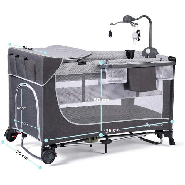 Дитячий манеж Kinderkraft кровать Leody с пеленатором Grey (5902533917952) - picture 9