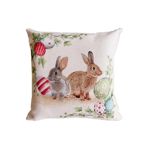 Наволочка Прованс гобеленова декоративна Пара зайців з писанками Веснянка 45х45 см (034264) зображення 1