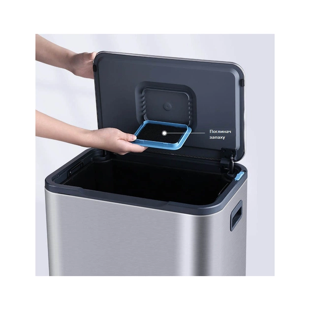 Контейнер для сміття JAH Soft Close З педаллю З внутрішнім відром Срібний металік 30 л (20264) - picture 8