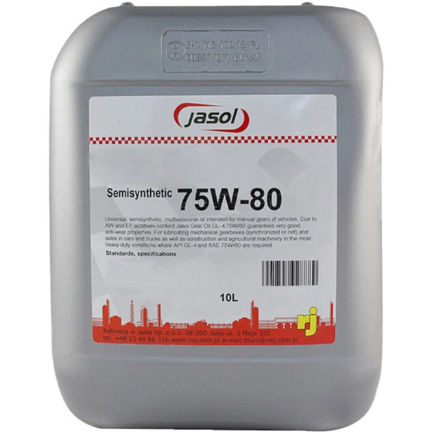 Трансмісійна олива JASOL GEAR OIL GL-4 75W-80 SEMISYNTHETIC, 10л (0325064) - зображення 1
