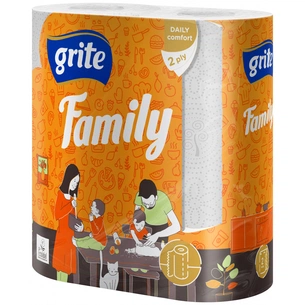 Паперові рушники Grite Family 2 шари 2 рулони (4770023348583) зображення 1