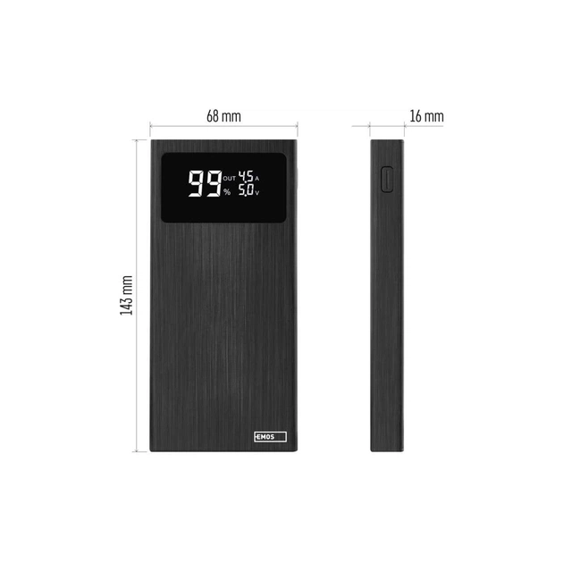 Батарея універсальна EMOS 10000mAh BETAQ 10, 22.5W, black (B0531B) - picture 6