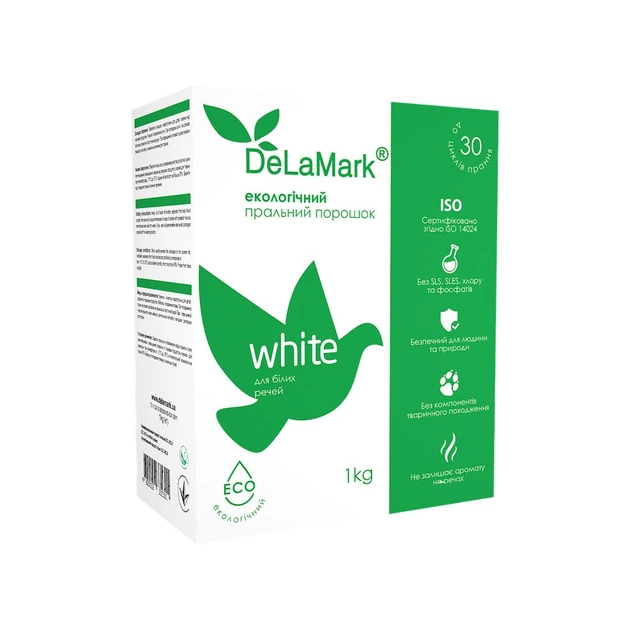Пральний порошок DeLaMark White екологічний 1 кг (4820152331281) - зображення 1