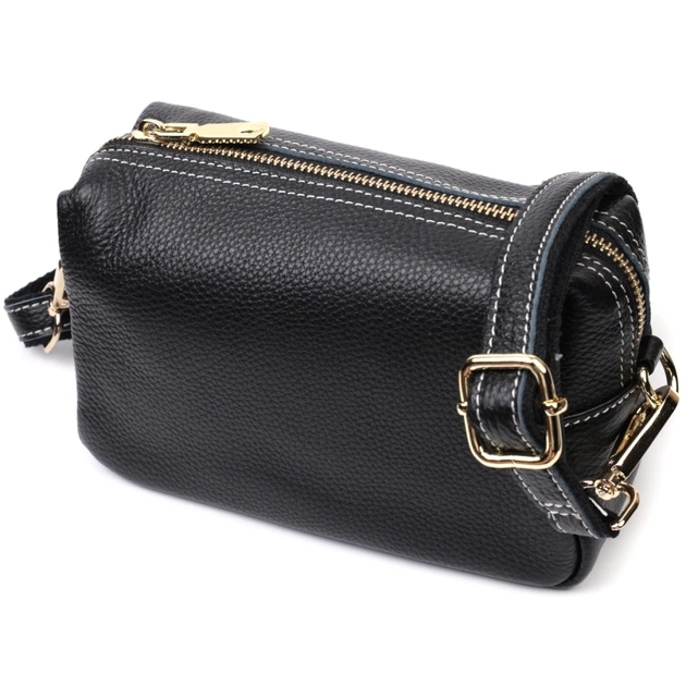 Сумка Vintage Жіноча з двома ременями з натуральної шкіри Чорна (22276) - зображення 1