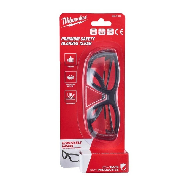 Защитные очки Milwaukee Premium, прозрачные с мягкими вкладками (4932471885) - изображение 5