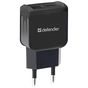 Зарядний пристрій Defender EPA-13 black, 2xUSB, 5V/2.1A, package (83840) - зменшене зображення 1