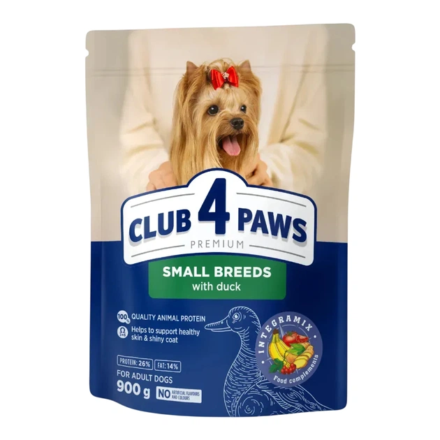 Сухой корм для собак Club 4 Paws Premium для малых пород с уткой 900 г (4820269143159) - изображение 1