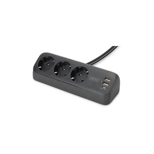 Сетевой фильтр питания Digitus 3 розетки, 2xUSB-A, 1xUSB-C,1.5м, Black (DA-70625) изображение 1