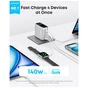 Зарядний пристрій Anker Laptop GaN 140W 3xUSB-C PD3.1 + USB-A + display + cable Silver (B2697G41) - зменшене зображення 2