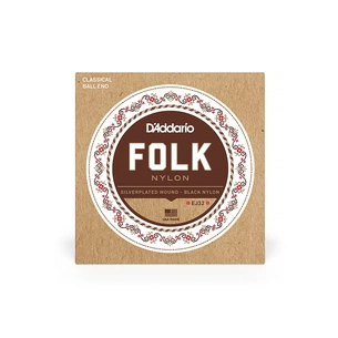 Струни для гітари D'Addario Folk Nylon Ball End Silver Wound / Black Treble (EJ32) зображення 1