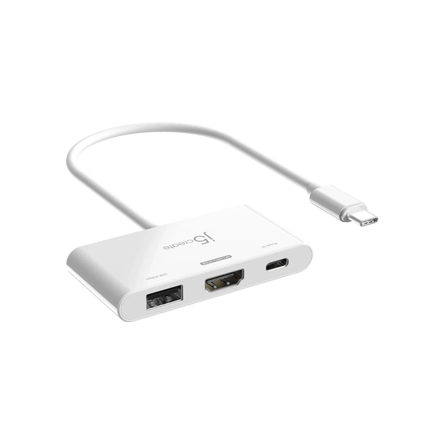 Концентратор J5create USB-C 3-in-1 HDMI + USB + USB-C PD white (JCA399-N) - изображение 1