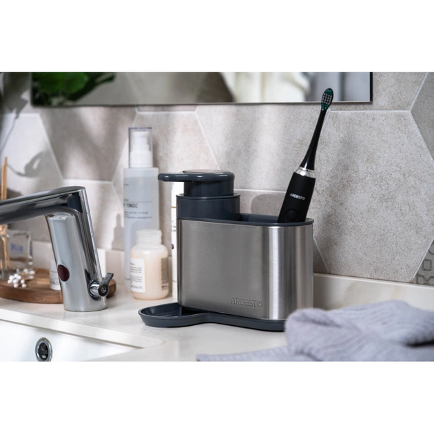 Дозатор для рідкого мила Ardesto Minimalism Органайзер для миючих засобів Сірий (ARHB3102GS) - picture 9