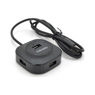 Концентратор VEGGIEG USB 2.0 to 4xUSB 1.0m black (V-U2409) зображення 1