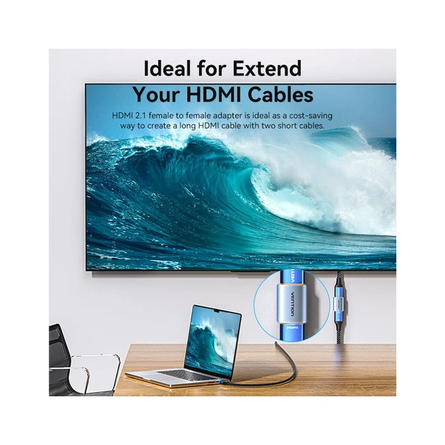 Перехідник HDMI F to HDMI F 8K Aluminum black Vention (AIUH0) - зображення 3