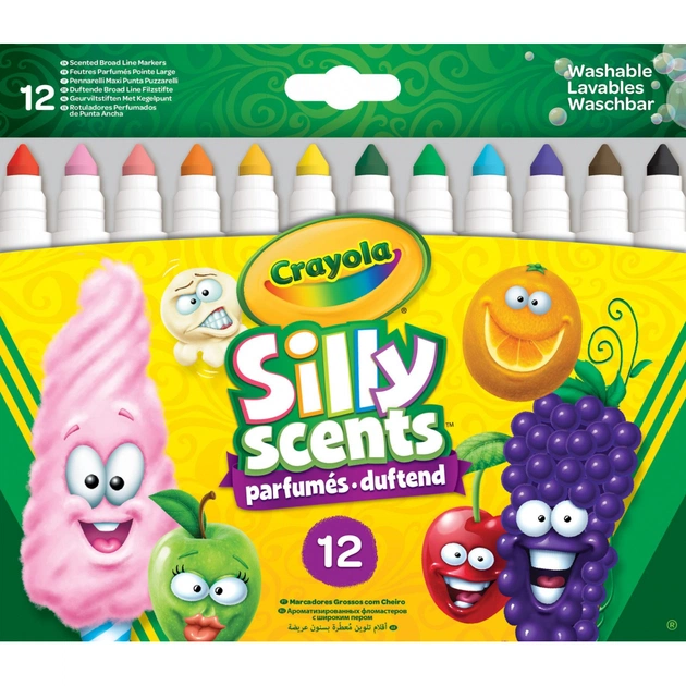 Фломастери Crayola Набір Silly Scents Washable Широка лінія з ароматом 12 шт (256352.012) - изображение 1