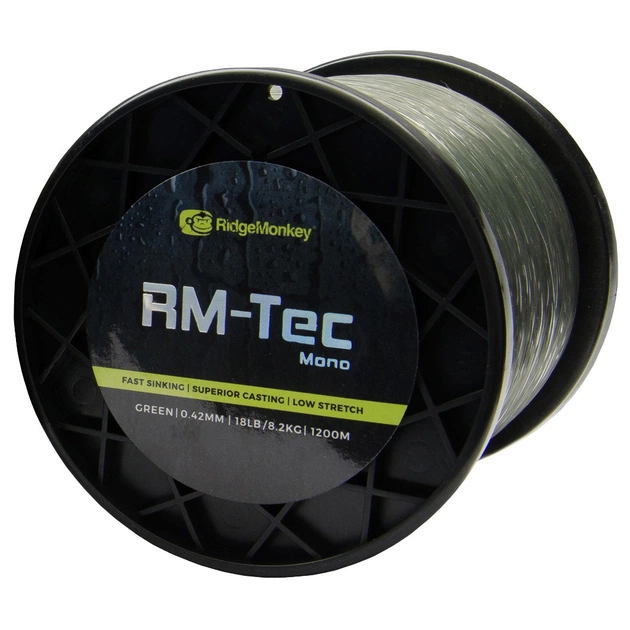Волосінь RidgeMonkey RM-Tec Mono 1200m 0.35mm 12lb/5.4kg Green (9168.02.06) - изображение 1