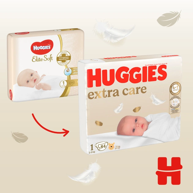 Підгузки Huggies Extra Care Розмір 1 (2-5 кг) 84 шт (5029053578057) - picture 4