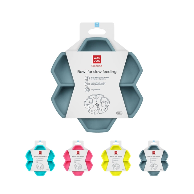 Універсальний посуд для тварин WAUDOG Silicone миска для повільного харчування 750 мл сіра (235411) - picture 6