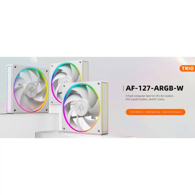 Кулер до корпусу ID-Cooling AF-127-ARGB-W TRIO - зображення 8
