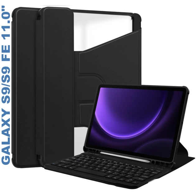 Чохол до планшета BeCover Keyboard 360° Rotatable Samsung Tab S9 (SM-X710/SM-X716)/S9 FE (SM-X510/SM-X516B) 11.0" Black (710426) - изображение 1