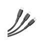 Дата кабель USB 2.0 AM to Lightning + Micro 5P + USB-C 1.0m 2A PVC BX71 black BOROFONE (6974443384543) - уменьшенное изображение 2