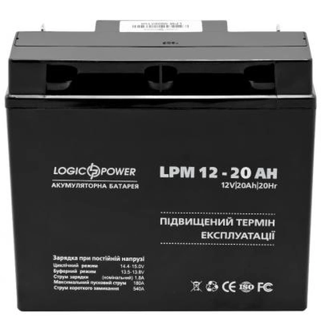 Батарея до ДБЖ LogicPower LPM 12В 20Ач (4163) - зображення 1