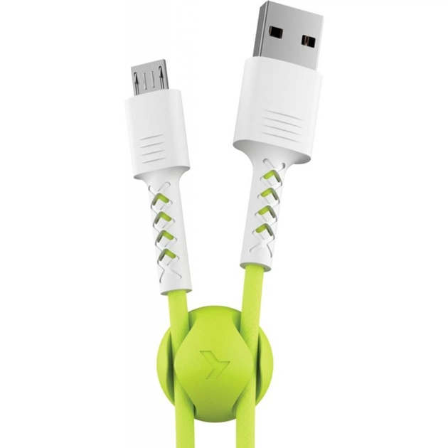 Дата кабель USB 2.0 AM to Micro 5P 1.0m Soft white/lime Pixus (4897058531176) - изображение 1
