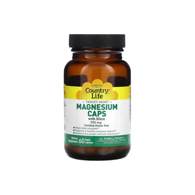 Минералы Country Life Магний с кремнием, 300 мг, Target-Mins, Magnesium Caps with Silica, 120 вегет¶Магний с кремнием (CLF-02474) - изображение 1