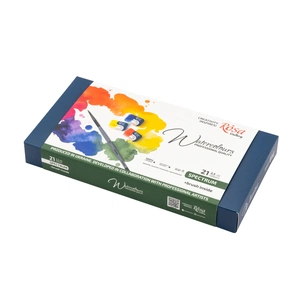 Акварельні фарби Rosa Gallery SPECTRUM, 21*2,5мл, з пензлем, кювета Індіго металевий пенал (4823098544777) picture 1