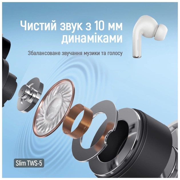 Навушники ColorWay Slim TWS-5 Earbuds White (CW-TWS5WT) - picture 7