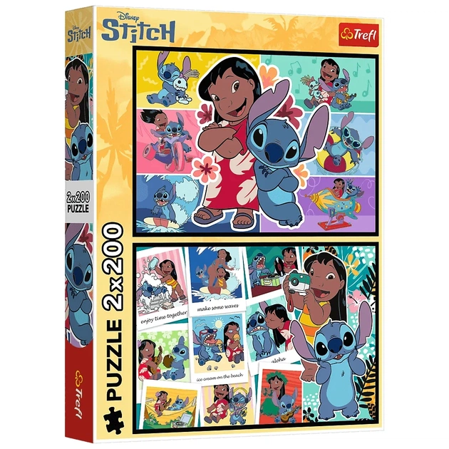 Пазл Trefl Lilo&Stitch Счастливая жизнь Стич 2х200 элементов (5900511133349) - изображение 1