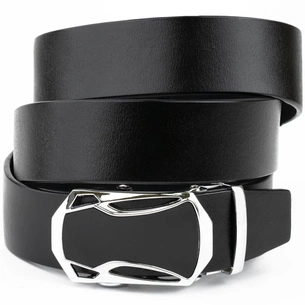 Ремінь Vintage Чоловічий з пряжкою автомат з чорною вставкою Чорний (20254) зображення 1