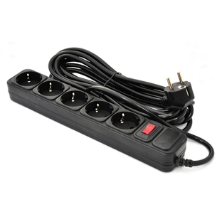 Мережевий фільтр живлення Patron 10 m3*1mm2 (SP-10510) 5 розеток BLACK (EXT-PN-SP-16510) зображення 1