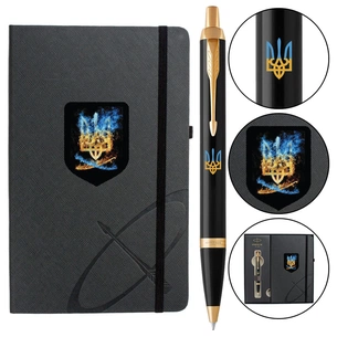 Ручка кулькова Parker IM 17 UKRAINE Black GT BP Палаючий Тризуб + блокнот Parker + подар.упаковка GIFT24 (22032b24_T1170u) зображення 1