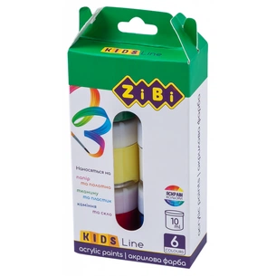 Акрилові фарби ZiBi KIDS Line 6 кольорів по 10мл (ZB.6660) зображення 1
