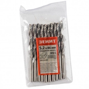 Свердло Зеніт HSS по металу 5.2х86 мм (10 шт) (30300052) зображення 1