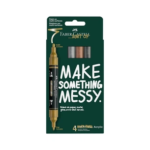 Набір маркерів Faber-Castell акрилові двобічні Multimark Acrylic Metallic, 4 кольори (33113) зображення 1