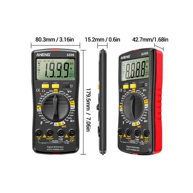 Цифровий мультиметр ANENG SZ08, V, A, R, C, T, F, функція hFE (SZ08) - picture 5
